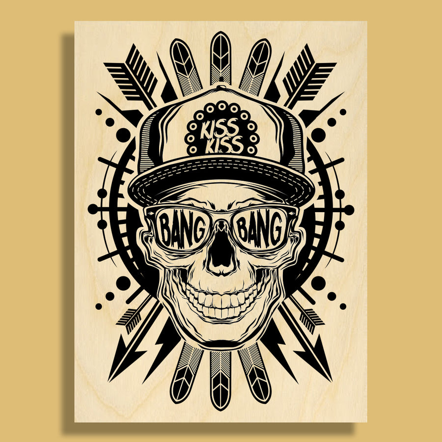 Kiss Kiss Bang Bang A5 Paper Thin Wood Print